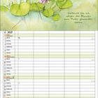 Kalenderblatt für August 2027 mit Zitat: "Vielleicht bin ich wegen der Blumen zum Maler geworden." Illustration mit Seerosen.