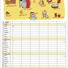 "Ich pack in meinen Koffer und nehme mit..." steht oben in rot. Darunter Illustrationen von Objekten, Menschen und Tieren. Unten Kalenderseite August 2027.