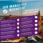 „Die Marco Polo Bucketlist: Das musst du in Krakau erlebt haben.“ Aufzählungen mit zehn Aktivitäten, Hintergrund zeigt Stadtansicht.