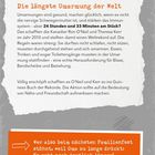 Titel: Die längste Umarmung der Welt. Text über einen 24-Stunden-Umarmungsrekord von 2010. Humorvolle Bemerkung zu Familienfesten.