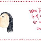 Text: "wenn Papa groß ist wird er auch mal ein Opa". 
Illustration: Zwei Gesichter küssen sich, mit Herzbordüre.