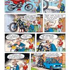 Eine humorvolle Comic-Illustration mit mehreren Szenen. Ein Mann versucht, eine neue Maschine zu rechtfertigen. Eine Frau ist skeptisch. Die alte Maschine wird entsorgt.