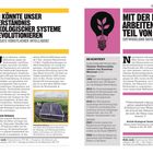 Linke Seite: "KI KÖNNTE UNSER VERSTÄNDNIS ÖKOLOGISCHER SYSTEME REVOLUTIONIEREN." Rechte Seite: "MIT DER NATUR ARBEITEN – ALS TEIL VON IHR."