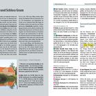 "Gram und Schloss Gram", "Aarsound und die Insel Aarø", "Café Xocolatl", Orts- und Reiseinformationen. Links Text, rechts Bild.