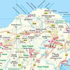 Karte von El Hierro mit Orten wie Valverde, Flughafensymbolen und Wanderwegen. Meer im Norden und Osten.