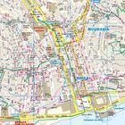Stadtplan von Lissabon mit Gegenden wie Bairro Alto, Baixa, Mouraria und Alfama. Straßen und Sehenswürdigkeiten sind markiert.