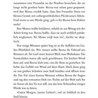 Seite 9 mit Verzierungen am unteren Rand, erzählerischer Text über Reena, die zu Pferdestall geht und Pferde begrüßt.