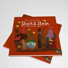 „Stock & Stein. Eine Tasche voller Herbst“ von Anne-Kathrin Behl. Illustration mit fröhlichen Naturfiguren und Blumen.