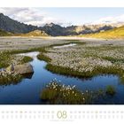 Text: "Begegnung von Wolggras in den Tessiner Alpen - Schweiz." Eine Wiese mit weißen Blumen, Berge im Hintergrund, klarer Himmel.