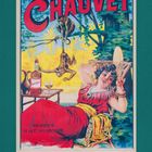 Oben steht "RHUM CHAUVET". Eine Frau in einem roten Kleid liegt entspannt, Affen hängen an Bäumen.