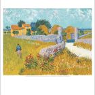 August. Bildunterschrift: "Vincent van Gogh: Bauernhaus in der Provence, 1888." Malerische Landschaft mit Feldern und einem Bauernhaus.