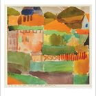 1914, 110: "An den Häusern v. St. Germain." Bunte, abstrakte Darstellung von Häusern und Landschaft in kräftigen Farben.