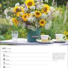 Juli, 27. Woche. Zitat: "Blumen können nicht blühen ohne die Wärme der Sonne..." Bunter Strauß in einer Vase.