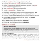 Übung zur Konjugation französischer Sätze ins Passé Composé. Erklärung zu „magasin“ und „magazine“. Geburtstage am 20. Mai.