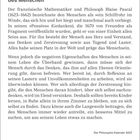 **Gedanken über die Unvollkommenheit des Menschen:** Text über Blaise Pascal, menschliche Schwächen und Selbstreflexion.