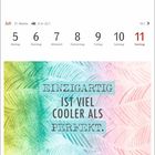 "Einzigartig ist viel cooler als perfekt." Kalenderwoche 27, 5. bis 11. Juli, bunte Hintergrundgestaltung.