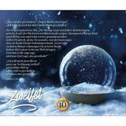 Text oben links: Bibelzitat über Maria und den Engel. 
Unten: "Zweifel", Dekoration mit goldener Kugel "10". Hintergrund: Schneekugel auf Schnee.