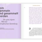 Vom Sammeln und gesammelt werden. Die ganz eigene Welt der Graphischen Sammlung. Text auf lilafarbenem Hintergrund.