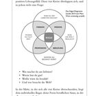 Text beschreibt das Ikigai-Modell; ein Diagramm mit überlappenden Kreisen: Passion, Mission, Profession, Berufung; Zentrum: Ikigai.