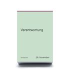 "Verentwortung", "Denkschön", "29. November" auf pastellgrünem Hintergrund, minimalistisch gestaltet.