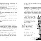 Texte: 
„…einhalten! Wenn ich nicht auf Rolfs Schoß pinkeln will, gibt es nur noch eine Möglichkeit …“
  
„SCHEIßE! DAS BABY KOMMT!“

Illustration: Mädchen hebt einen Kater hoch.