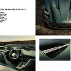 ASTON MARTIN VANQUISH VOLANTE. V12-Biturbo, 5.204 ccm, 614 kW, 1000 Nm. Verschiedene Ansichten eines grünen Sportwagens.