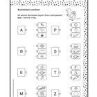 Ganzheitlich. Buchstaben zuordnen. Welcher Buchstabe beginnt Dinos Lieblingsessen? Verbinde richtig. Dick gepunkteter Rahmen.