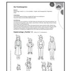 Text: „Grammatik. Der Familiengarten.“ Illustration mit Familienfiguren zum Ausschneiden.