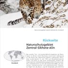 Kalenderseite mit Datum 14. Januar, Donnerstag. Naturbild: Leopard im Schnee. Text über Naturschutzgebiet Zentral-Sikhote-Alin.