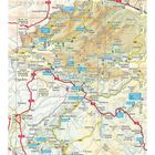 "Soca-Tal und Umgebung", geografische Karte, zeigt Straßen, Orte und Gebirgszüge. Hauptstraßen in Rot hervorgehoben.