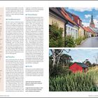 "ZWISCHENSTOPP Ales stenar, 07 Simrishamn, 06 Österlen, 08 Kivik." Zwei Fotos: Bunte Häuser und ein rotes Haus in grüner Landschaft.