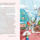 Shimokitazawa: Ein wahres Secondhand-Paradies. Kunst & Mode in Tokyo. Illustration zeigt belebte Stadtstraße mit Geschäften.