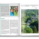 Links: "AUTORIN UND AUTOR", Rebekka und Jürgen Wachowski beschrieben. Rechts: Foto der Manderscheider Burgen im Grünen.