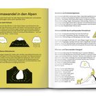 **Klimawandel in den Alpen**

*Regen statt Schnee*

*Zunahme von Extremereignissen*

Illustration von Bergen mit Regen.
