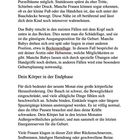 Text über die Bewegungen des Babys vor der Geburt und Tipps zur Geburtsposition. Überschrift: "Dein Körper in der Endphase".