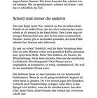 Text: "Entscheidung ... Schuld sind immer die anderen." Description über Ausreden und Verantwortung.