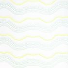 Wellenförmiges Muster aus gelben und grauen Punkten auf weißem Hintergrund.
