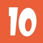 Weiße Zahl "10" auf orangem Hintergrund.