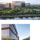 Text: "226 Büro und urbane Quartiere Office and Urban Design". Moderne Bürogebäude umgeben von viel Grün und Wasserfläche.