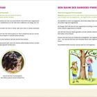 HANDYSAFARI und DEN BAUM DES RANGERS FINDEN: Spiele mit Kindern zur Wahrnehmung. Illustration: Kind mit Baum, Foto von Tannenzapfen.