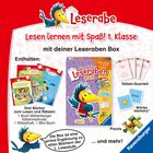 "Lesen lernen mit Spaß! 1. Klasse. Leserabe Box enthalten: 3 Bücher, Silben-Quartett, Wörter memory, Puzzle, ... und mehr!"