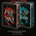 Gesamtansicht aller Bände in der limitierten Auflage mit Farbschnitt. Zwei Bücher mit dekorativen Mustern.