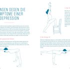 Übungen gegen die Symptome einer Depression: Anweisungen und Illustrationen dreier Yoga-Posen mit einem Stuhl.