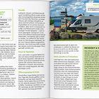 **Was kostet wie viel?** Latte Macchiato 4 €, Imbiss-Burger 10 €, Abendessen 25 €, Diesel 1,50 €/L. 

Zwei Buchseiten mit Infos zu Reisen im Baltikum und ein Wohnmobil am Strand im Foto.