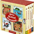 "Meine Wichtel-Wimmelwelt" steht im roten Oval. Vier Illustrationen zeigen Wichtel in den Jahreszeiten. Links "Coppenrath".