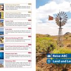 Texte: "Reise-ABC", "Land und Leute", Beschreibungen von Orten in Australien. Rechts ein Windrad in einer Wüstenlandschaft.