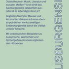 Text über Dialekt und Salzburg. Seitlich steht "SALISBURGENSIEN". ISBN unten. Hintergrund in hellem Grün.