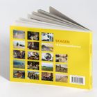 "SKAGEN 18 Kunstpostkarten" auf gelbem Hintergrund, zeigt eine Collage aus kleinen Gemälden.