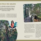 IN DER STILLE DES WALDES. Achtsam, verbunden und ganz im Moment. Illustration: Frau sitzt meditierend im Wald.