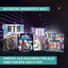 "Entdecke unsere BTS-Welt. Perfekt als Geschenk für alle Fans von BTS und K-Pop." Vier bunte Bücher mit BTS-Thema.
